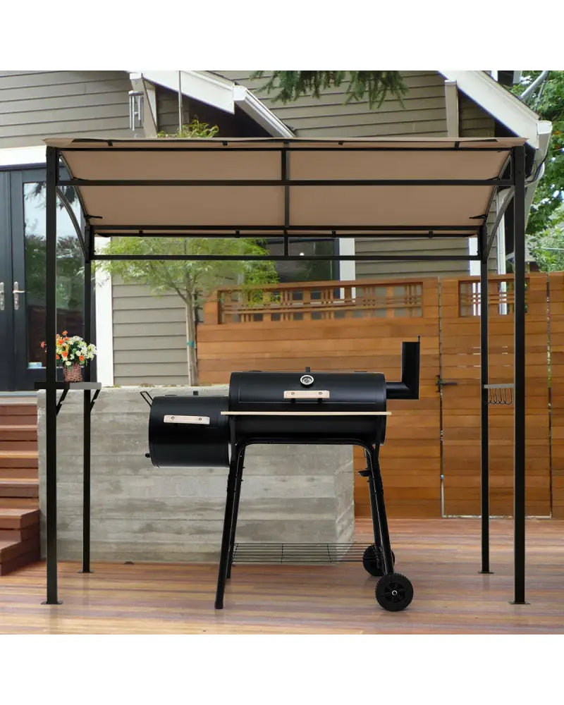 7 x 4.5 Feet Grill Gazebo Outdoor Patio Garden BBQ Canopy Shelter-Brown - Brown - Gazebos