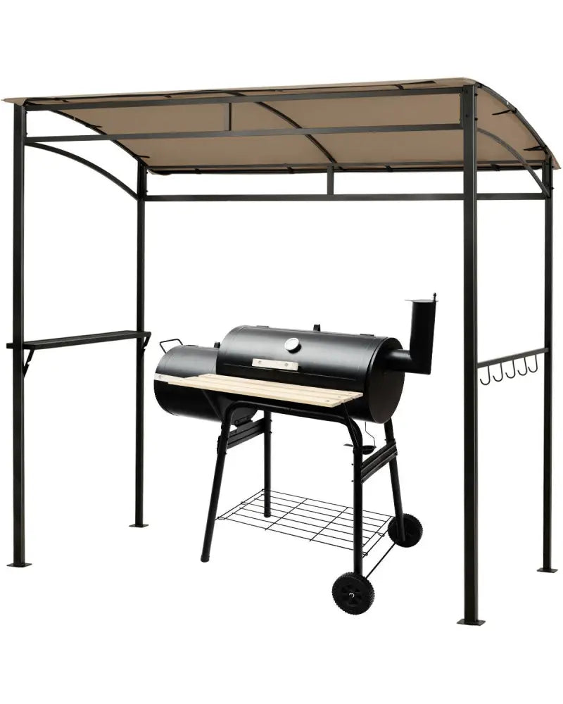 7 x 4.5 Feet Grill Gazebo Outdoor Patio Garden BBQ Canopy Shelter-Brown - Brown - Gazebos