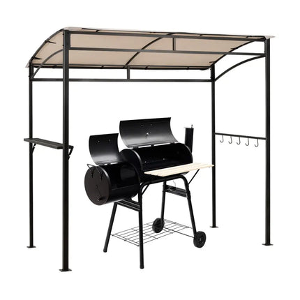 7 x 4.5 Feet Grill Gazebo Outdoor Patio Garden BBQ Canopy Shelter-Beige - Beige - Gazebos