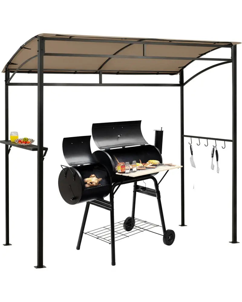 7 x 4.5 Feet Grill Gazebo Outdoor Patio Garden BBQ Canopy Shelter-Brown - Brown - Gazebos