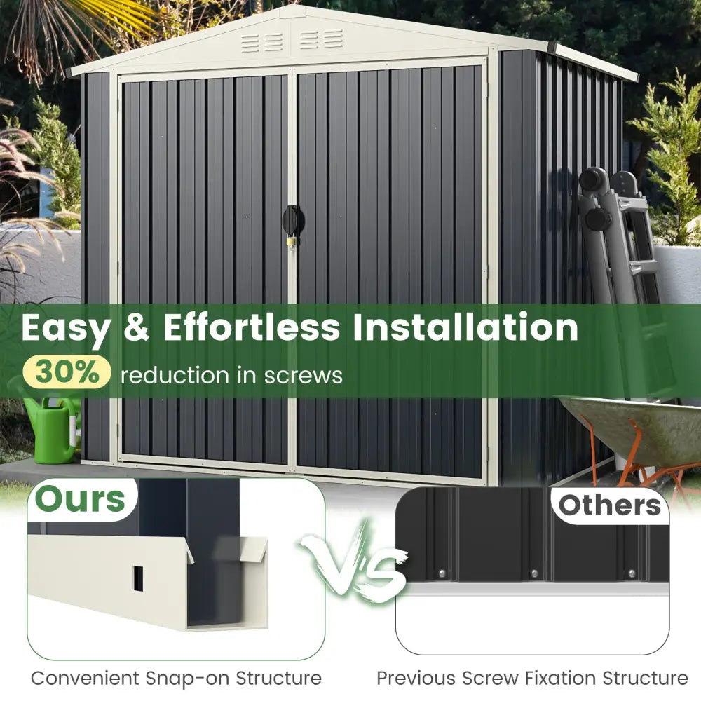 7 x 4 Feet Metal Outdoor Storage Shed with Lockable Door-Gray - Gray - Sheds & Outdoor Storage