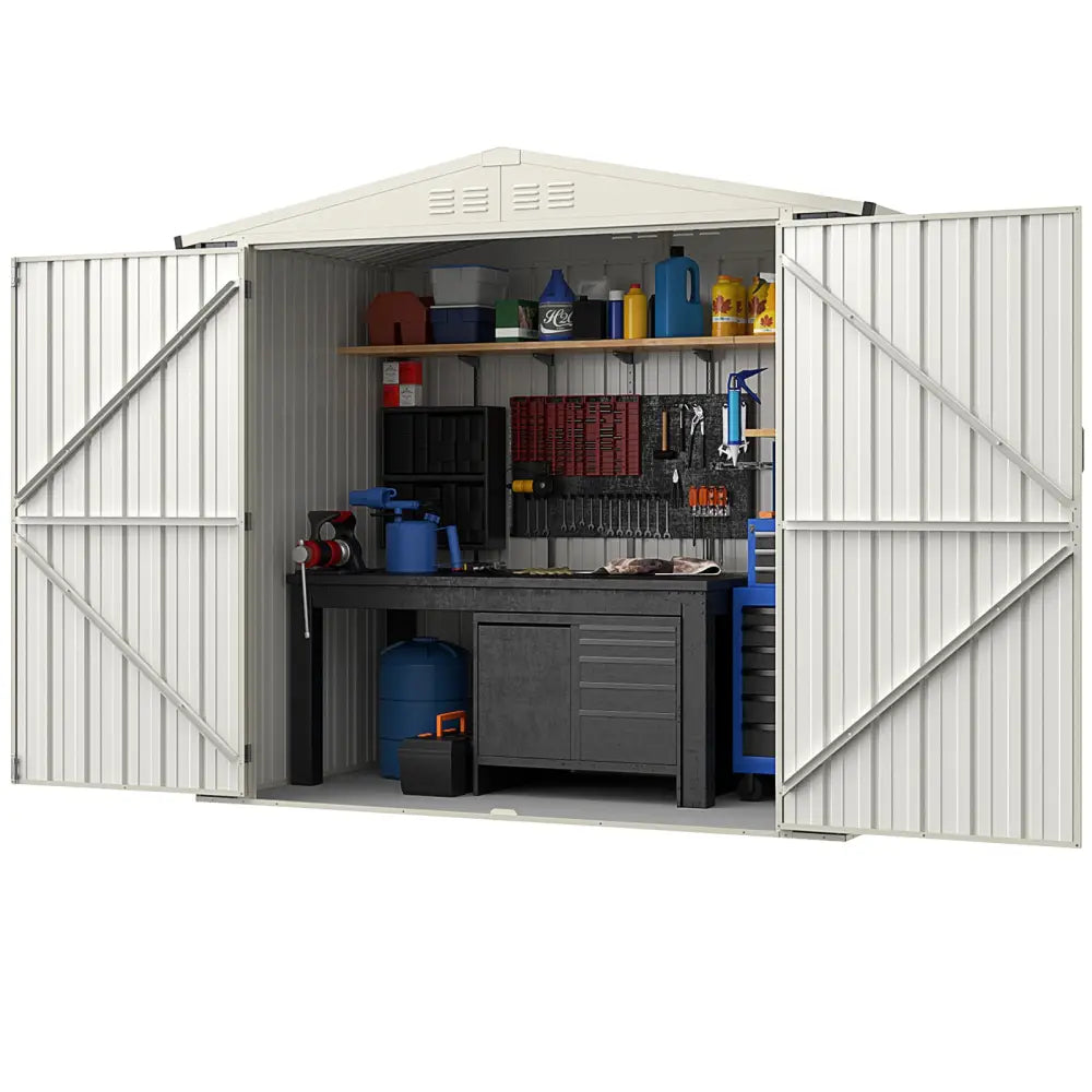 7 x 4 Feet Metal Outdoor Storage Shed with Lockable Door-Gray - Gray - Sheds & Outdoor Storage