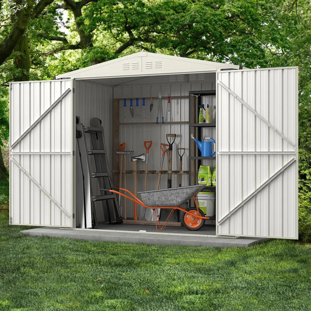 7 x 4 Feet Metal Outdoor Storage Shed with Lockable Door-Gray - Gray - Sheds & Outdoor Storage