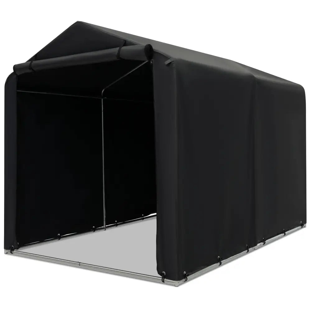7 x 5.2FT Storage Shelter Outdoor Bike Tent with Waterproof Cover and Zipper Door-Gray - Gray - Carports