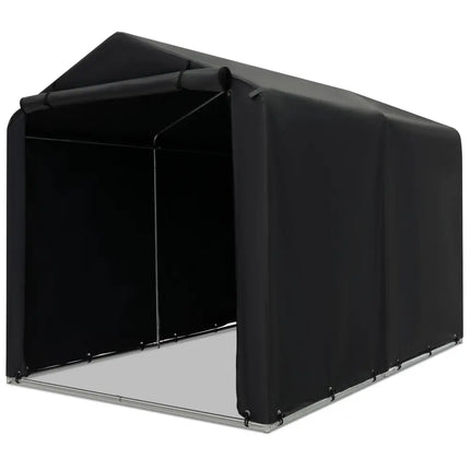 7 x 5.2FT Storage Shelter Outdoor Bike Tent with Waterproof Cover and Zipper Door-Gray - Gray - Carports