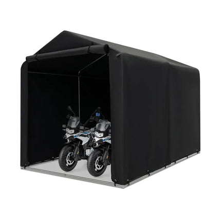 7 x 5.2FT Storage Shelter Outdoor Bike Tent with Waterproof Cover and Zipper Door-Gray - Gray - Carports