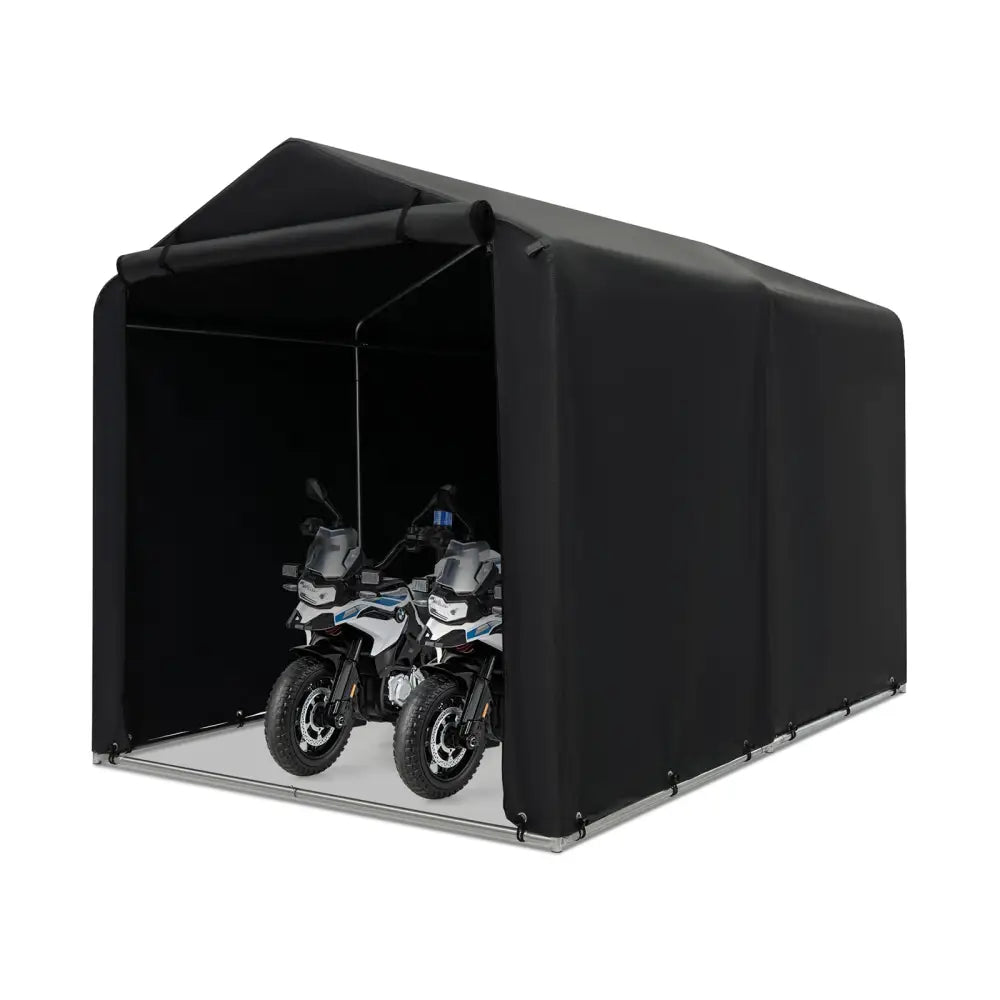 7 x 5.2FT Storage Shelter Outdoor Bike Tent with Waterproof Cover and Zipper Door-Gray - Gray - Carports