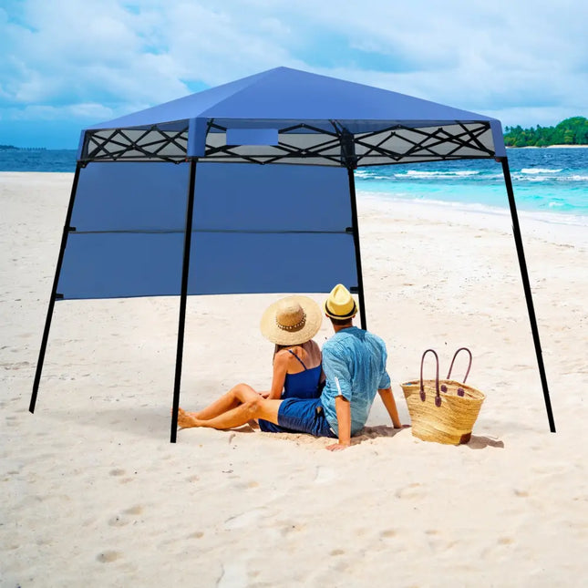 7 x 7 Feet Sland Adjustable Portable Canopy Tent with Backpack-Blue - Blue - Canopies