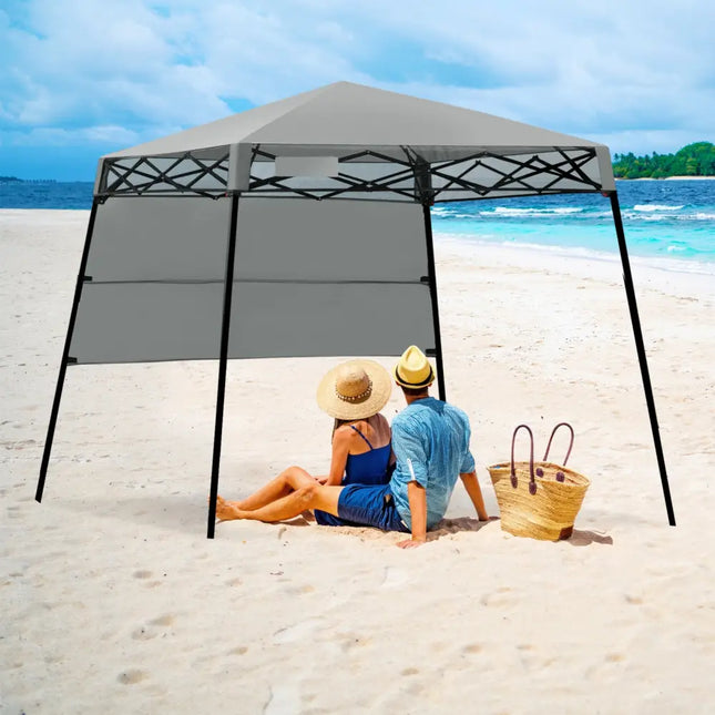 7 x 7 Feet Sland Adjustable Portable Canopy Tent with Backpack-Gray - Gray - Canopies