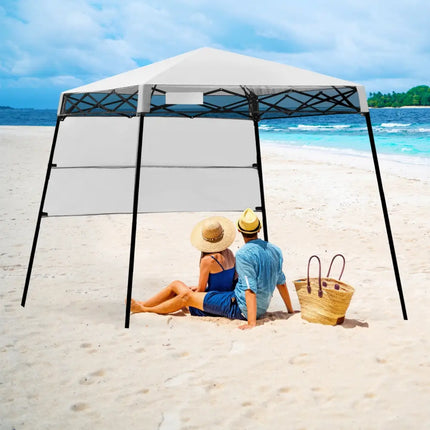 7 x 7 Feet Sland Adjustable Portable Canopy Tent with Backpack-White - White - Canopies