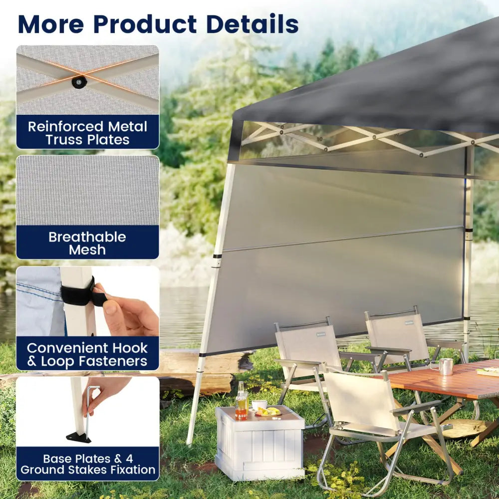 7 x 7 FT Pop-Up Canopy Tent with 1 Push Center Lock for Sports Picnic Camping-Gray - Gray - Canopies
