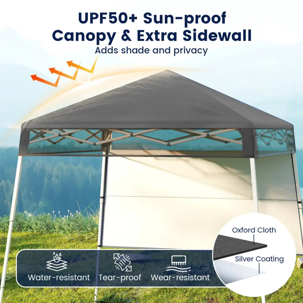 7 x 7 FT Pop-Up Canopy Tent with 1 Push Center Lock for Sports Picnic Camping-Gray - Gray - Canopies