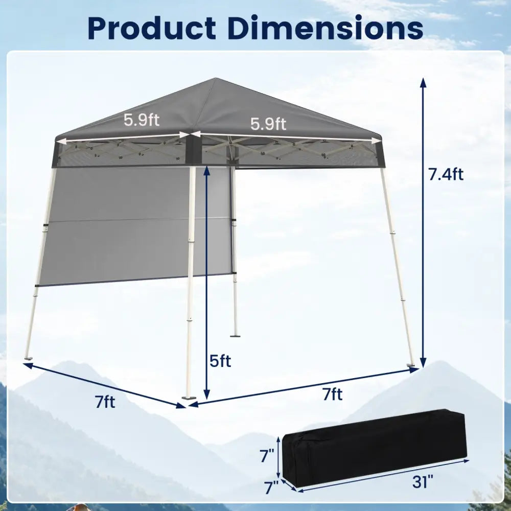 7 x 7 FT Pop-Up Canopy Tent with 1 Push Center Lock for Sports Picnic Camping-Gray - Gray - Canopies