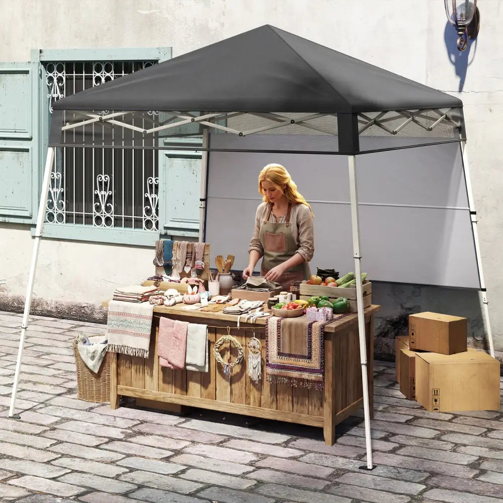 7 x 7 FT Pop-Up Canopy Tent with 1 Push Center Lock for Sports Picnic Camping-Gray - Gray - Canopies