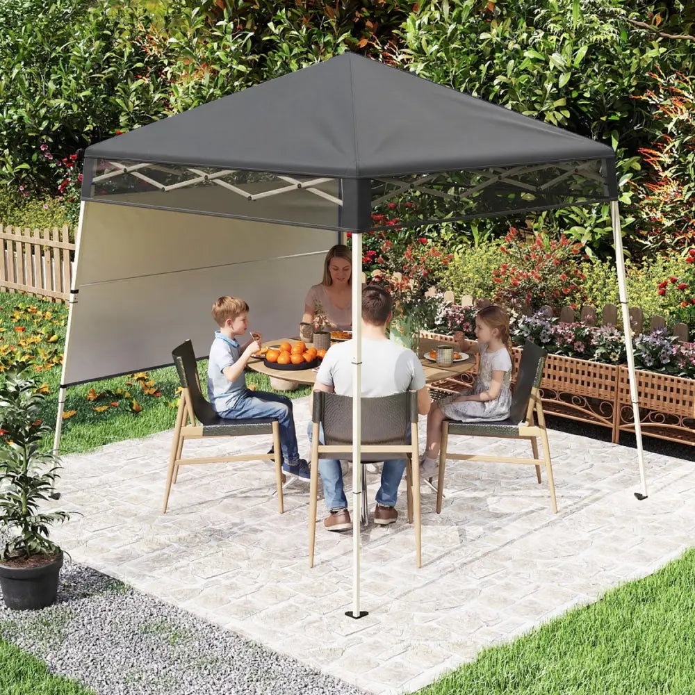 7 x 7 FT Pop-Up Canopy Tent with 1 Push Center Lock for Sports Picnic Camping-Gray - Gray - Canopies