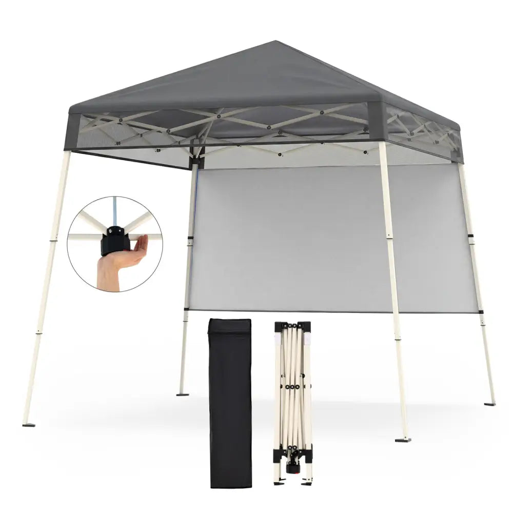 7 x 7 FT Pop-Up Canopy Tent with 1 Push Center Lock for Sports Picnic Camping-Gray - Gray - Canopies