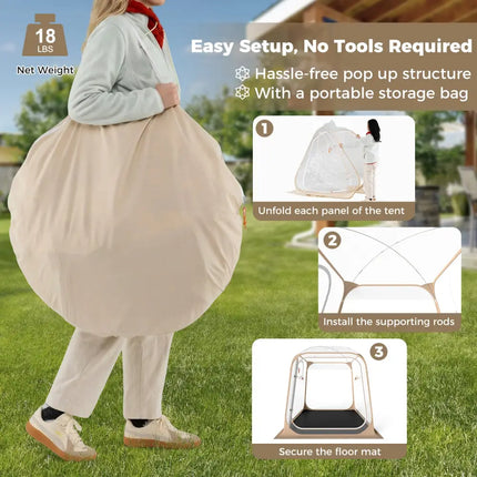 7 x 7 FT Pop Up Sports Tent Clear Bubble Tent All-Weather Waterproof Pod with Sealed Floor - Tents