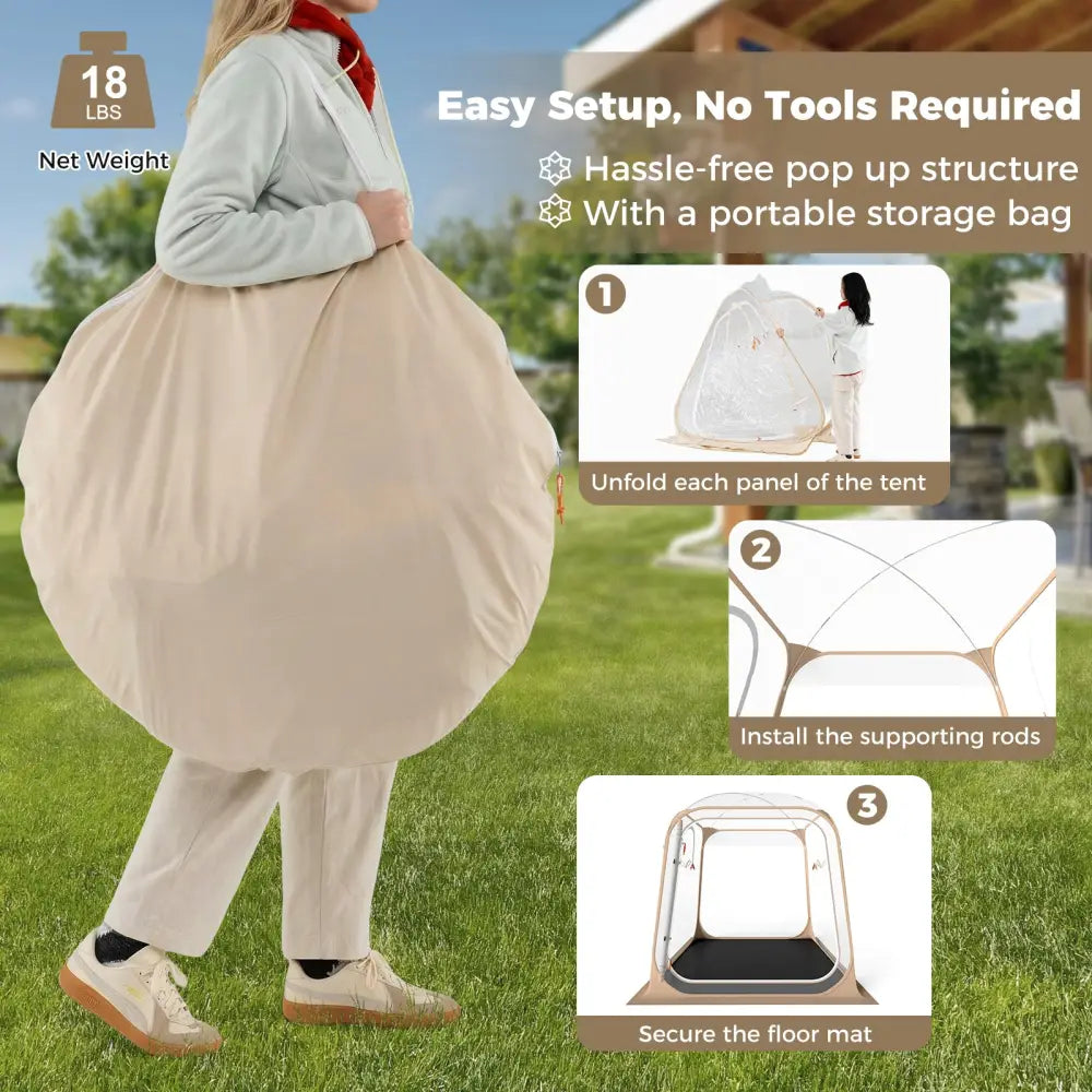 7 x 7 FT Pop Up Sports Tent Clear Bubble Tent All-Weather Waterproof Pod with Sealed Floor - Tents