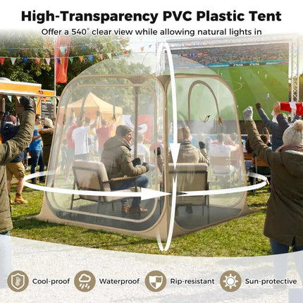 7 x 7 FT Pop Up Sports Tent Clear Bubble Tent All-Weather Waterproof Pod with Sealed Floor - Tents
