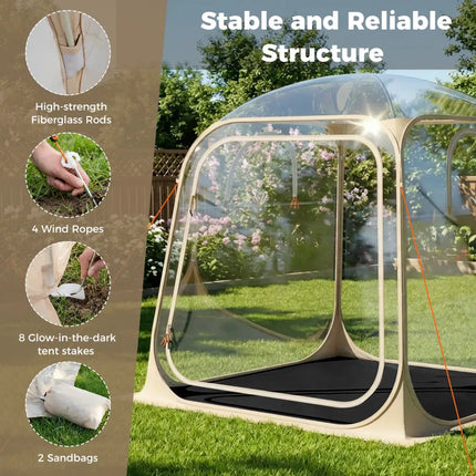 7 x 7 FT Pop Up Sports Tent Clear Bubble Tent All-Weather Waterproof Pod with Sealed Floor - Tents