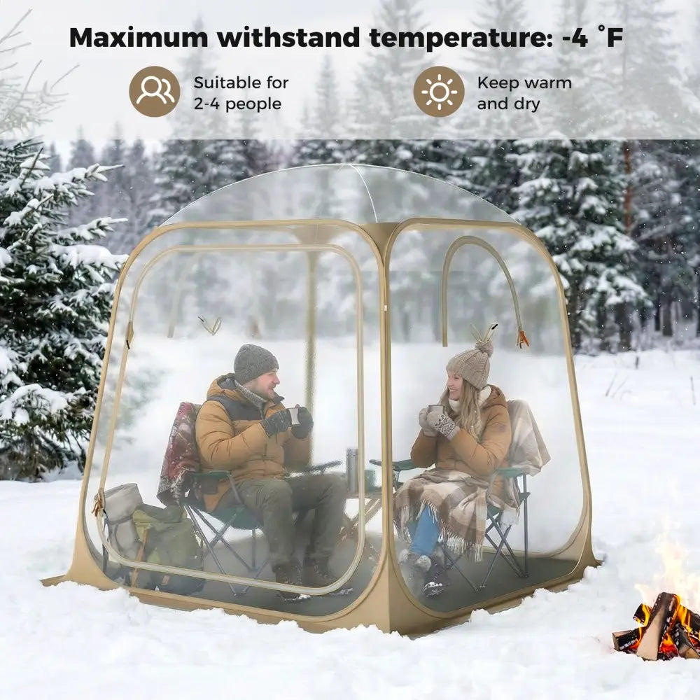 7 x 7 FT Pop Up Sports Tent Clear Bubble Tent All-Weather Waterproof Pod with Sealed Floor - Tents