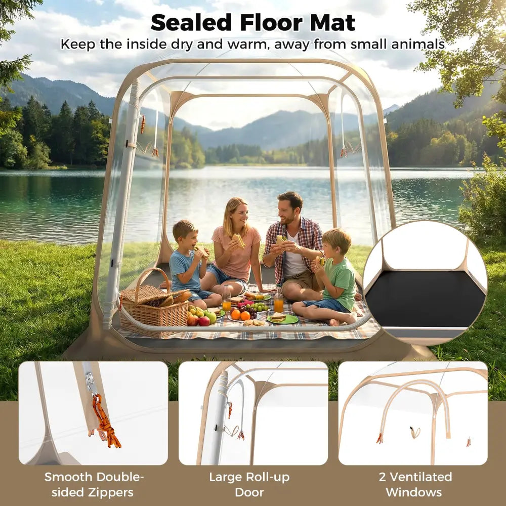 7 x 7 FT Pop Up Sports Tent Clear Bubble Tent All-Weather Waterproof Pod with Sealed Floor - Tents