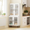70.5 inch Tall Kitchen Pantry Cabinet Cupboard with 4 Transparent Doors-White - White - Sideboards Cabinets & Buffets