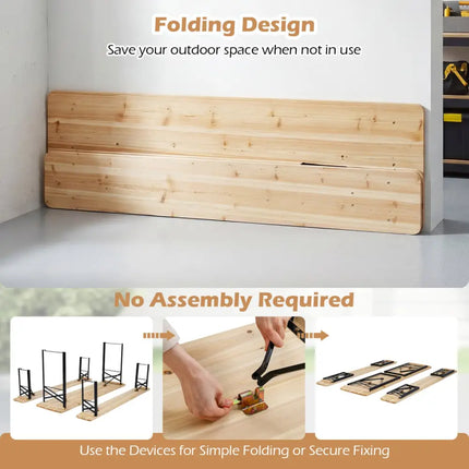 70 Inch 3-Piece Folding Picnic Table with Benches for 6 Fir Wood Portable Bear Camping Table-Black - Black - Picnic