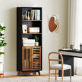 70 Inch 5-Tier Bookshelf with Reversible Adjustable Shelf-Black - Black - Bookcases
