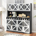 70 Inch Farmhouse Pantry Cabinet Kitchen Buffet Hutch with 4 Cabinets and 2 Open Shelves-Dark Gray - Dark Gray