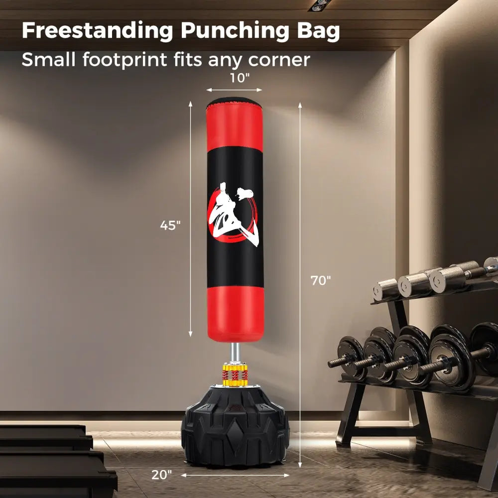 70 Inch Freestanding Punching Bag with Fillable Base 12 Suction Cups and Shock Absorbers - Boxing & Martial Arts