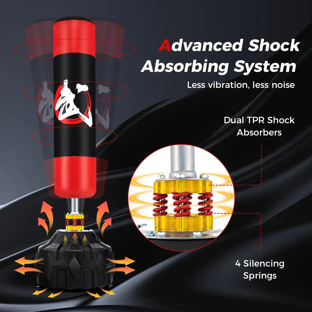 70 Inch Freestanding Punching Bag with Fillable Base 12 Suction Cups and Shock Absorbers - Boxing & Martial Arts