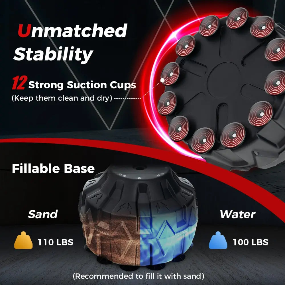 70 Inch Freestanding Punching Bag with Fillable Base 12 Suction Cups and Shock Absorbers - Boxing & Martial Arts