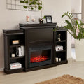 70 Inch Modern Fireplace Media Entertainment Center with Bookcase-Brown - Brown - Entertainment Centers & TV Stands
