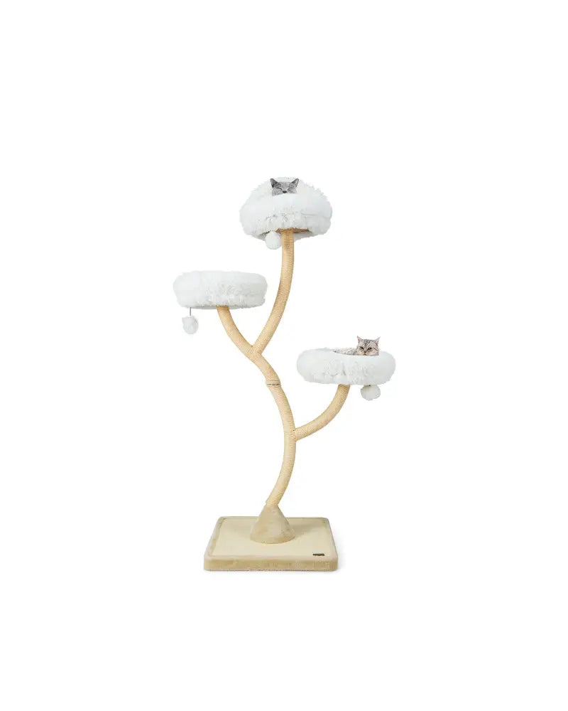 70 Inch Tall Cat Tree 4-Layer Cat Tower with 3 Perches and Dangling Balls-Beige - Beige - Cat Trees Condos & Scratchers