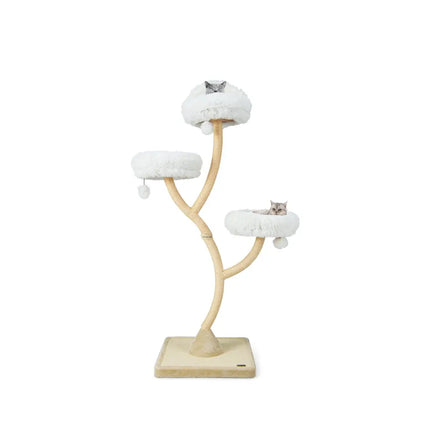 70 Inch Tall Cat Tree 4-Layer Cat Tower with 3 Perches and Dangling Balls-Beige - Beige - Cat Trees Condos & Scratchers
