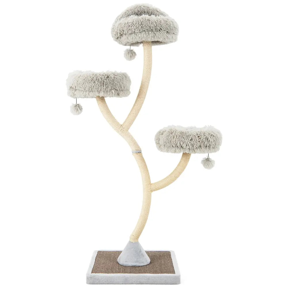 70 Inch Tall Cat Tree 4-Layer Cat Tower with 3 Perches and Dangling Balls-Gray - Gray - Cat Trees Condos & Scratchers