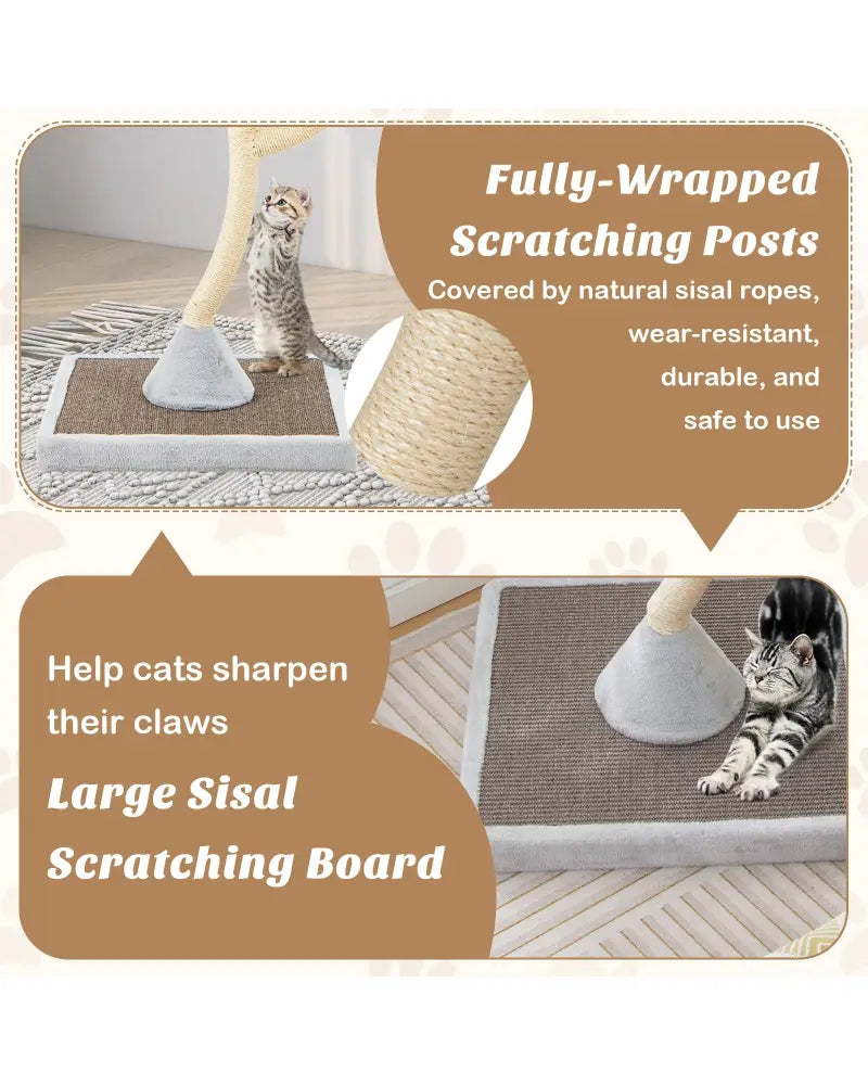 70 Inch Tall Cat Tree 4-Layer Cat Tower with 3 Perches and Dangling Balls-Gray - Gray - Cat Trees Condos & Scratchers