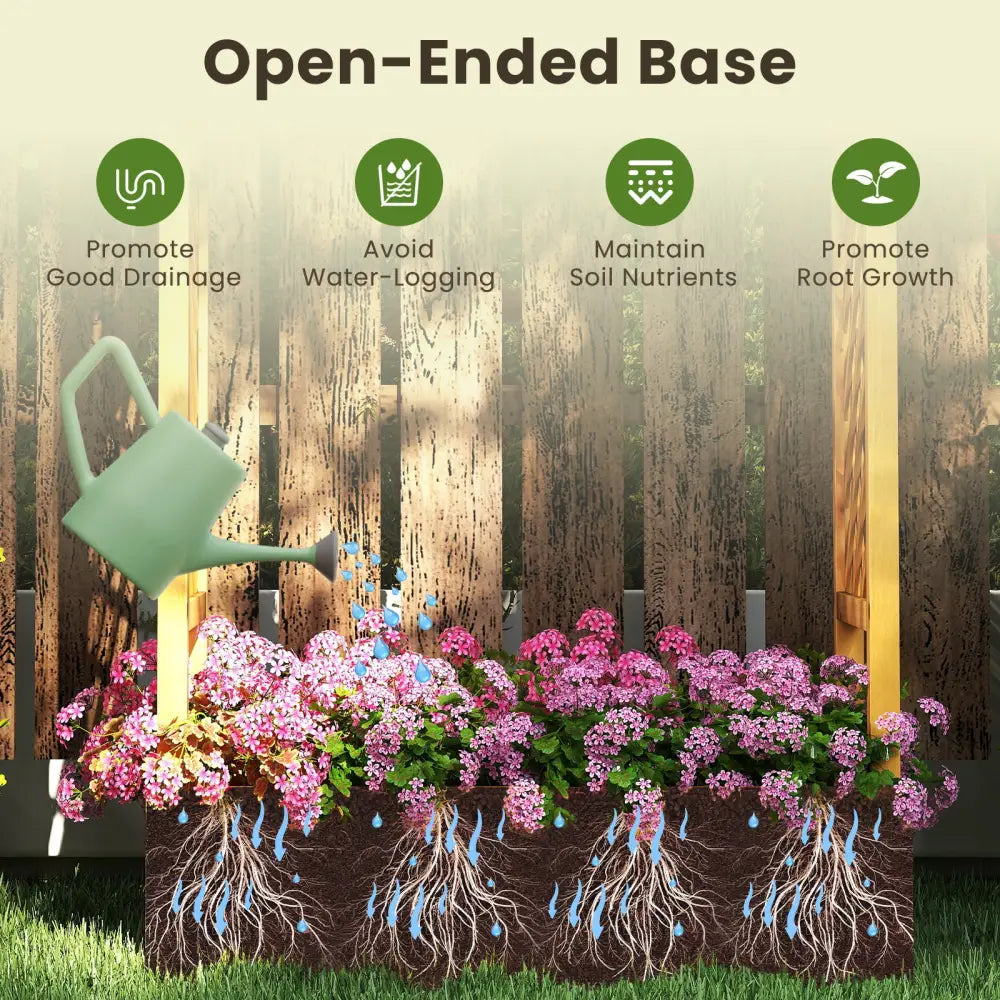 70 Inch Wooden Raised Garden Bed with Lattice Trellis-Natural - Natural - Raised Garden Beds