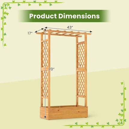 70 Inch Wooden Raised Garden Bed with Lattice Trellis-Natural - Natural - Raised Garden Beds