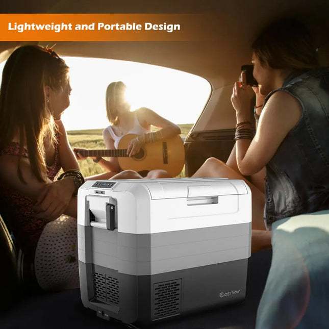 70 Quart Portable Electric Car Camping Cooler - Black & Gray - Coolers