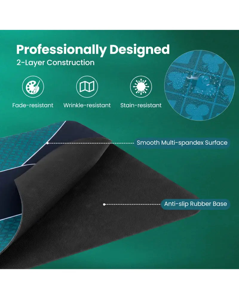 70 x 35 Inch Poker Table Top with Water-repellent Surface for 10-Player-Green - Green - Game Room