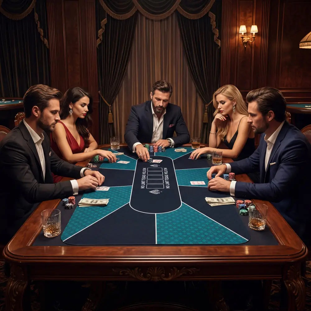 70 x 35 Inch Poker Table Top with Water-repellent Surface for 10-Player-Green - Green - Game Room