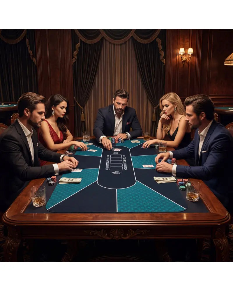 70 x 35 Inch Poker Table Top with Water-repellent Surface for 10-Player-Green - Green - Game Room