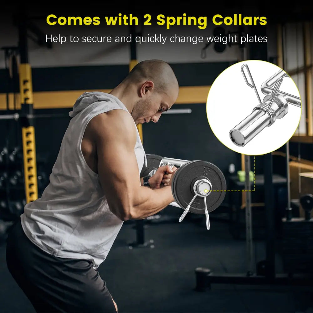 700 LBS Olympic Triceps Bar with Knurled Handles for Squats Deadlifts Shrugs - Silver - Weights Accessories