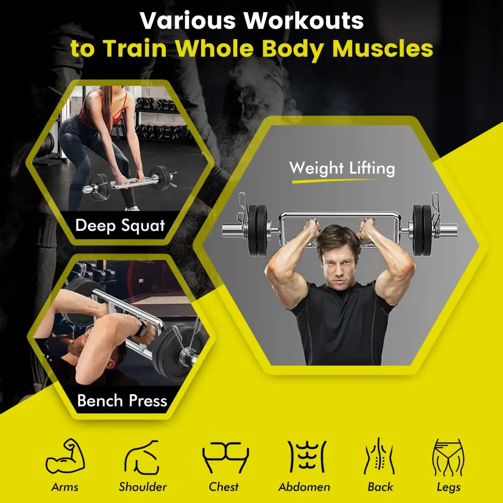 700 LBS Olympic Triceps Bar with Knurled Handles for Squats Deadlifts Shrugs - Silver - Weights Accessories