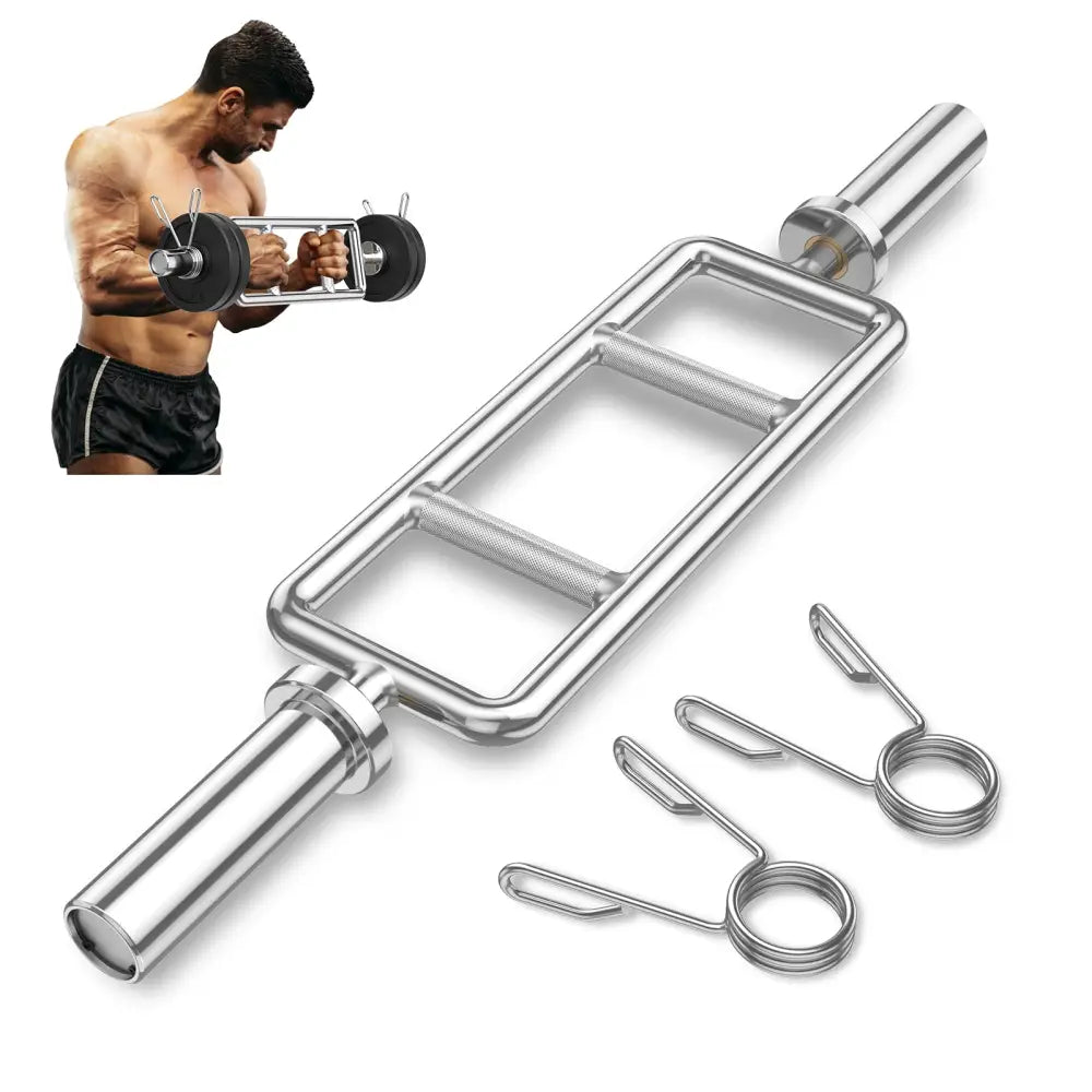 700 LBS Olympic Triceps Bar with Knurled Handles for Squats Deadlifts Shrugs - Silver - Weights Accessories
