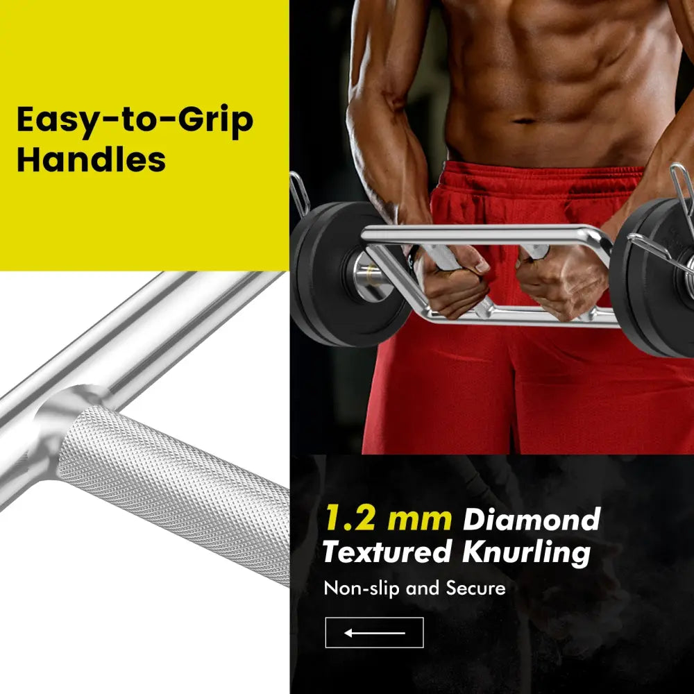 700 LBS Olympic Triceps Bar with Knurled Handles for Squats Deadlifts Shrugs - Silver - Weights Accessories