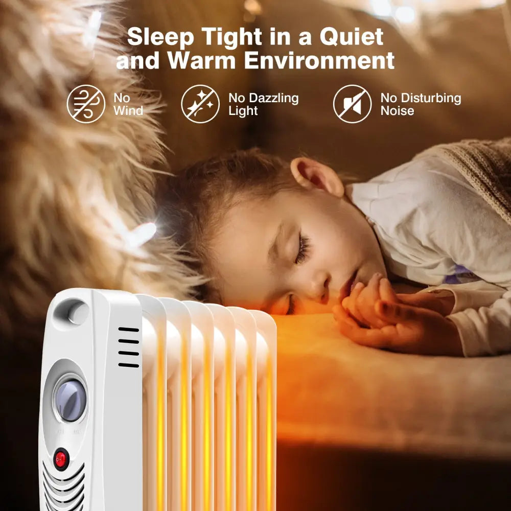700 W Portable Mini Electric Oil-Filled Radiator Heater - White - Space Heaters