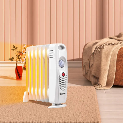 700 W Portable Mini Electric Oil-Filled Radiator Heater - White - Space Heaters
